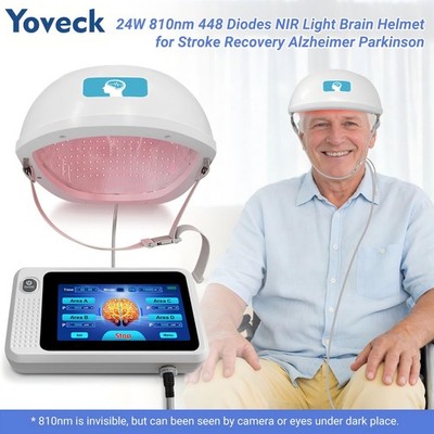 24W 810nm Near Infrared Light Therapy Helmet for Parkinson Alzheimer 448 Diodes