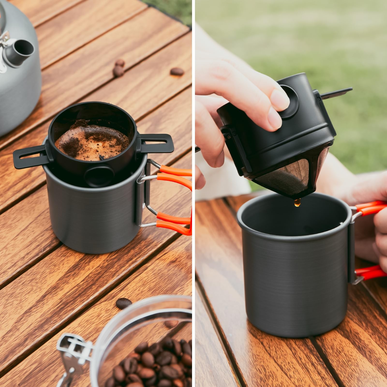 Odoland Camping Coffee Pot Camping Coffee Makers, 1.2L Camping Kettle with Ca...