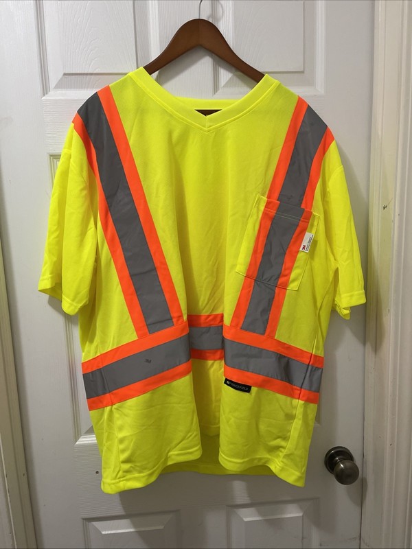 Hi Vis Shirt Yellow Reflective Safety Short Sleeve Forcefield XXL Pocket 3M