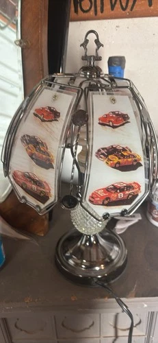 Dale Earnhardt Jr Tiffany Style Touch Lamp Glass NASCAR Vintage