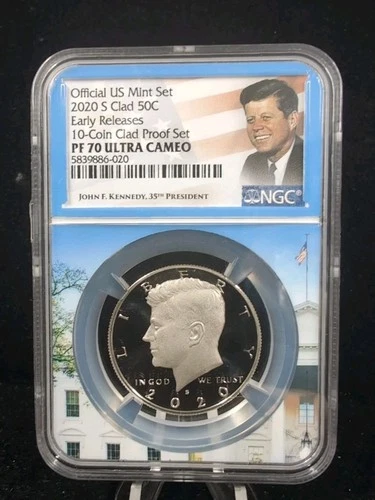 2020-S Clad Kennedy Proof Silver Half Dollar 50c NGC PF 70 Ultra Cameo 6908