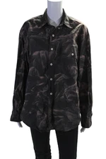 Riley Womens Tie Dye Print Long Sleeves Button Down Shirt Black Brown Size One S