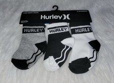 3 Pair Hurley Infant Ankle Grippy Socks. 12-24 months