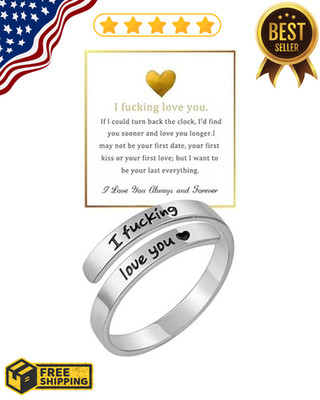 I F Cking Love You Ring for Women, Hope Rings Adjustable Stainless Steel Silver