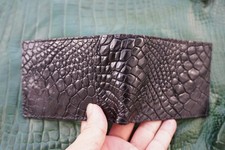 Black Real Crocodile Leather Skin Men's Money Clip Bifold Wallet G56