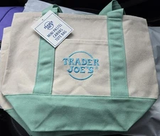 Trader Joe’s Mini Green Pastel Canvas Tote Bag Limited (New With Tag)