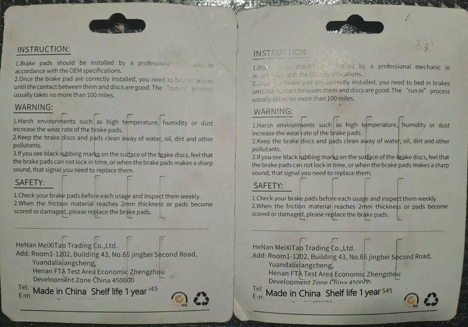 KAWASAKI ZZR 1100 1990/2001 LOT DE 4 PLAQUETTES DE FREIN AVANT MEXITAL - Photo 2/2