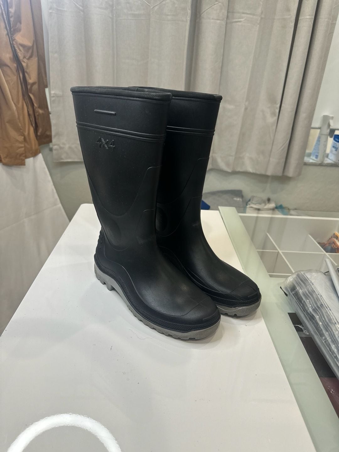 Mil Boots 4X4 Waterproof PVC Industrial Work Rain Boots Black Grey-image