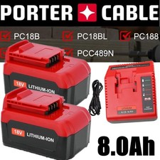 2-Pack 8.0Ah Lithium Battery for Porter Cable 18Volt PC18BLX PC18BL /Charger