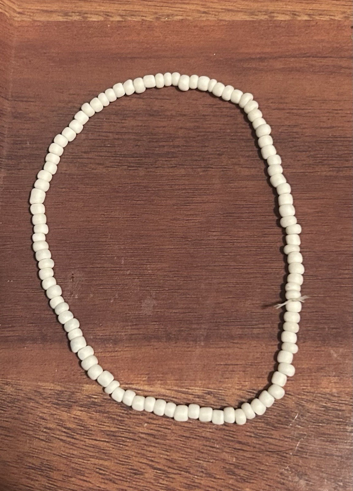 Plus Size Beaded Anklet Handmade White Seed Bead Jewelry Stretch Bracelet