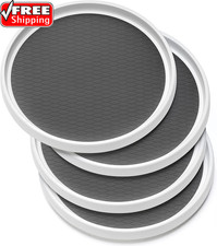 Set of 4, 10 Inch Non-Skid Lazy Susan Organizers - Turntable Rack for Cabinet, P