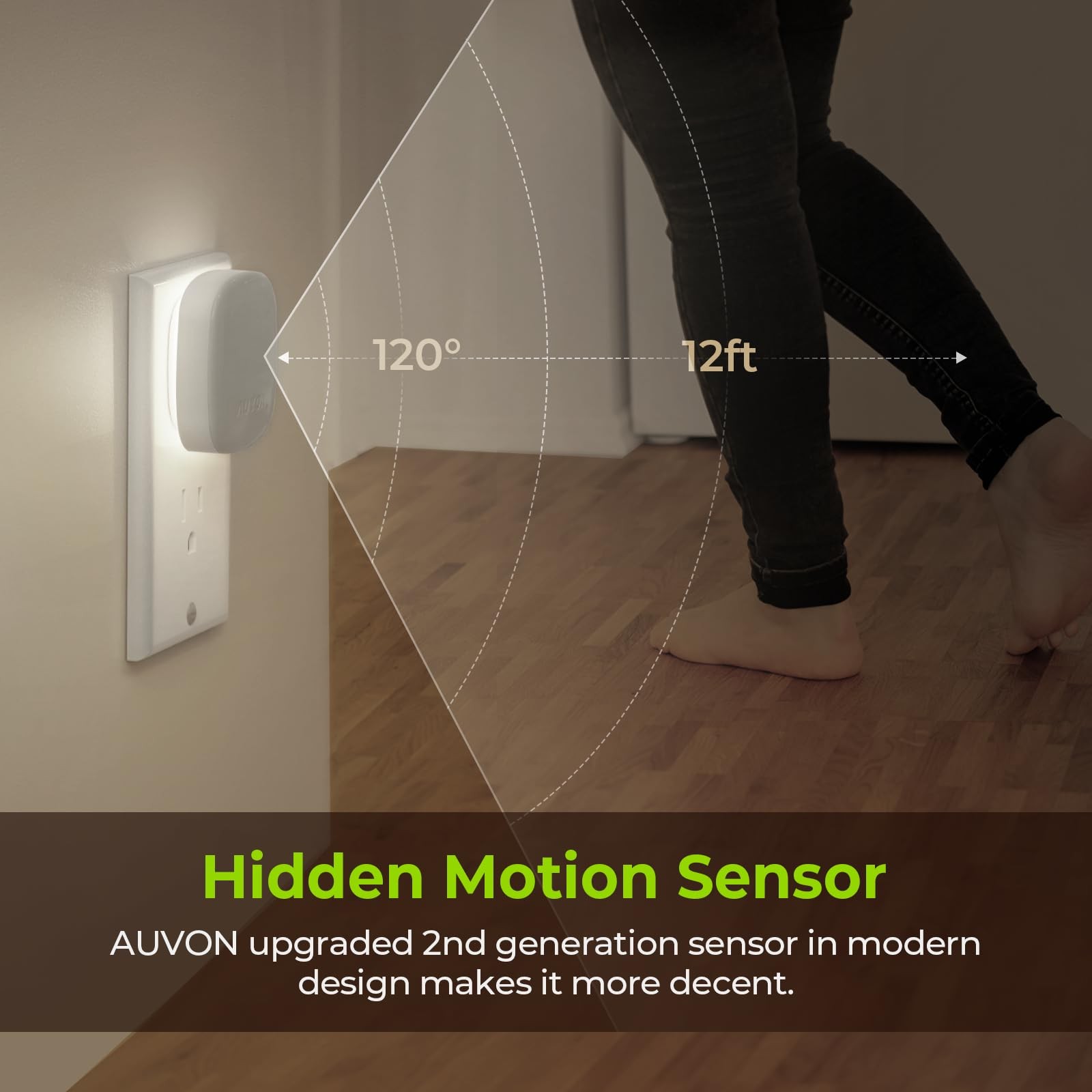 AUVON Plug-in LED Backlit Night Light 4 Packs Motion Dusk to Dawn ...
