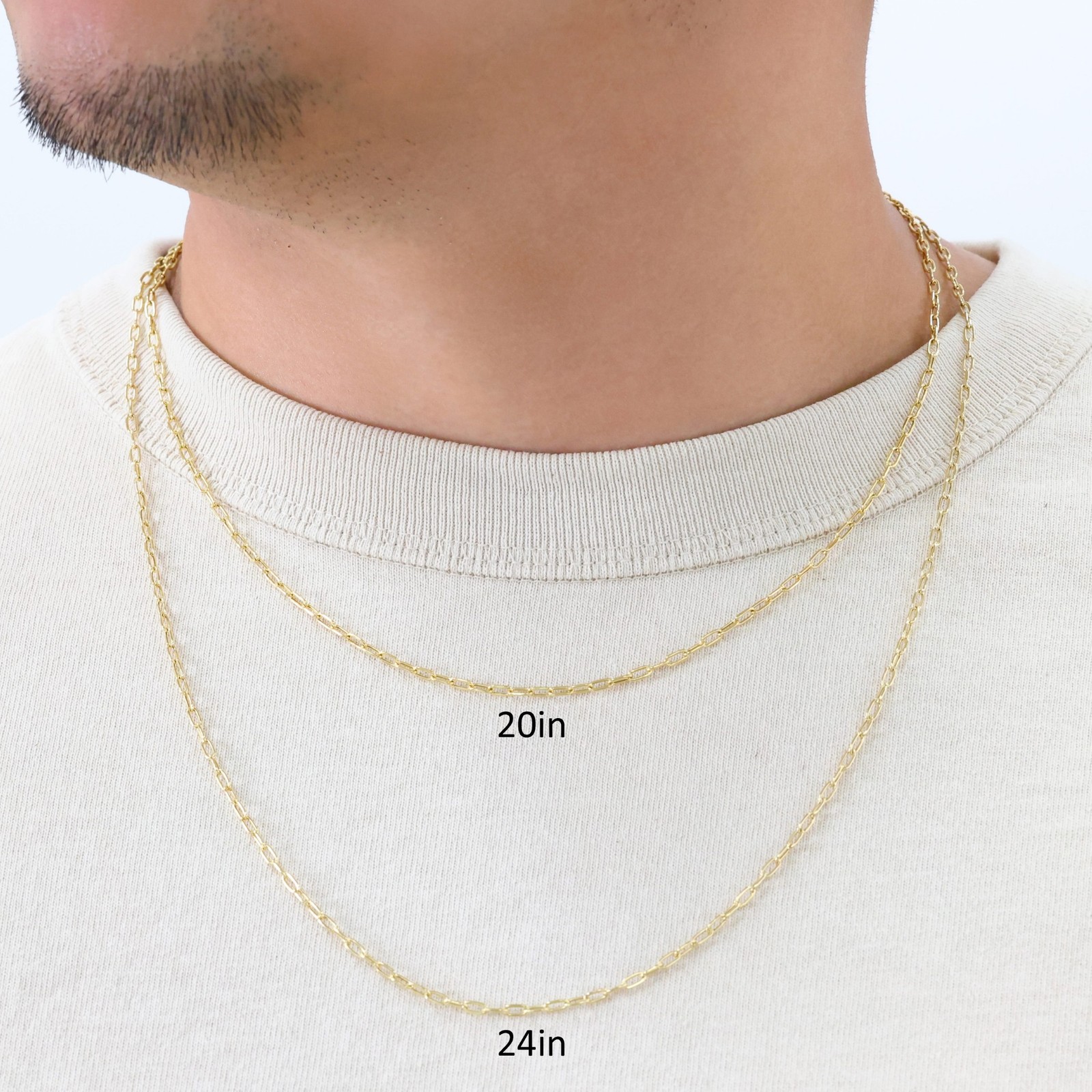 14k Yellow Gold 2mm Paperclip Chain Rolo Dainy Cable Link Necklace Men Women 20"