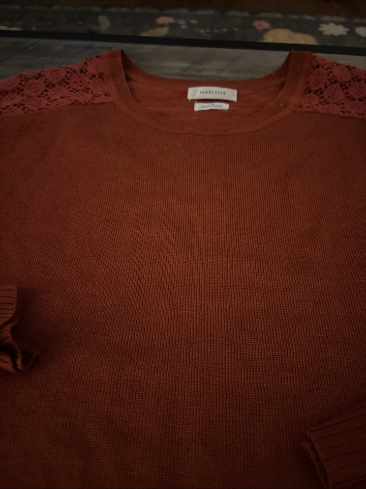 Suéter Van Heusen Mujer Grande Naranja Quemado Borde de Encaje Preppy Nuevo sin Etiquetas Foto 2 de 4