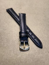 NOS Hadley Roma 12R Black Padded & Stitched Lizard Grain Leather Watch Band 