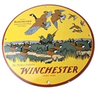 Vintage Winchester Sign - Porcelain Firearms Shot Gun Hunting Gas Oil Pump Sign