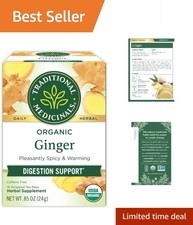 Kosher Organic Ginger Tea - 16 Caffeine-Free Bags for Smooth Digestion
