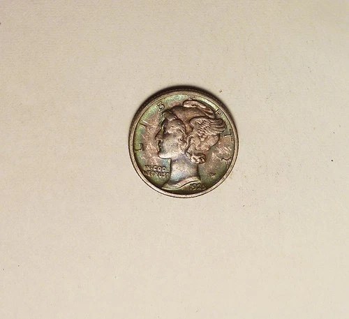 1925-S Mercury Dime grades XF+, For the Date Collector, Original Super Toning.