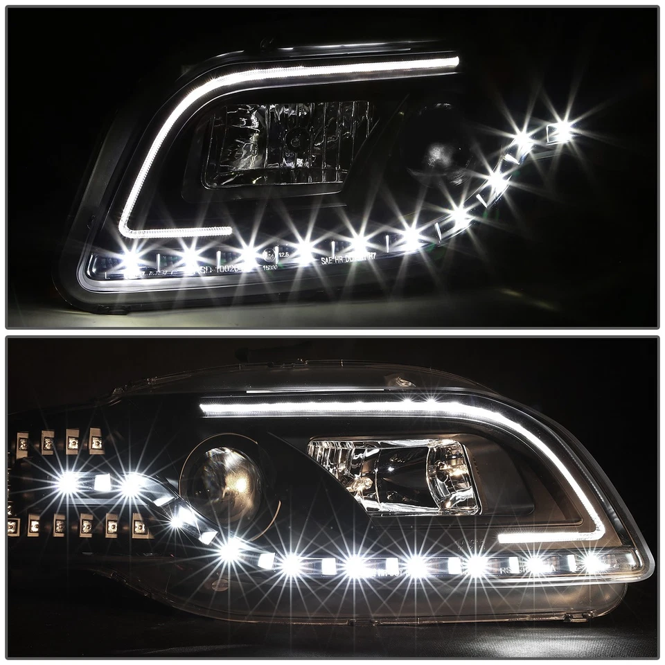 [LED DRL+SEÑAL ÁMBAR]PARA 06-08 AUDI A4/S4 B7 CARCASA NEGRO FARO PROYECTOR Foto 3 de 4