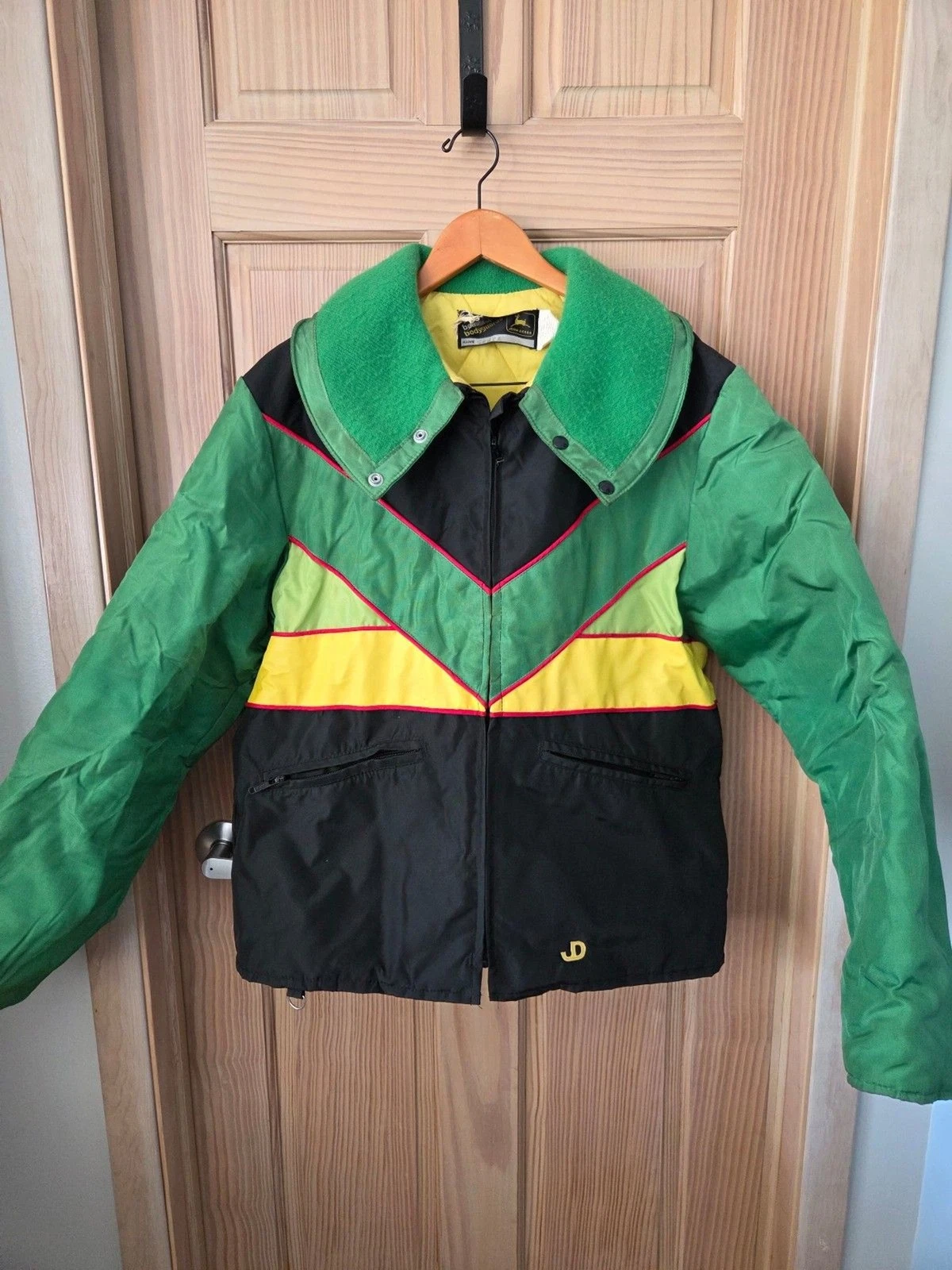 Vintage John Deere Winter Snow Suit Snowmobile Set Green Yellow Black Large ?