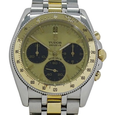 TUDOR WATCH MONARCH CHRONOGRAPH 15903 QUARTZ GOLD DIAL STAINLESS STEEL/GP MEN'S