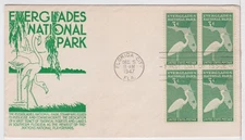 TurtlesTradingPost- Everglades National Park 1947 FDC #952 Anderson Block of 4