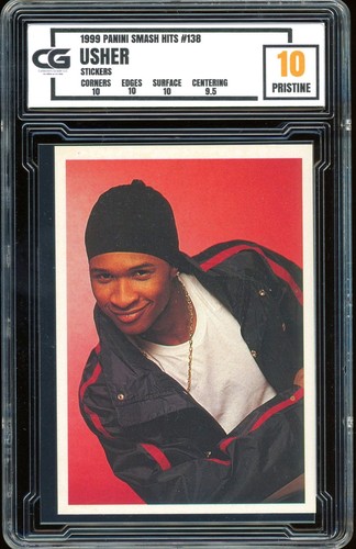 1999 Panini Smash Hits Stickers #138 ~ Usher Rookie ~ GRADED CG 10 PRISTINE - Picture 1 of 2