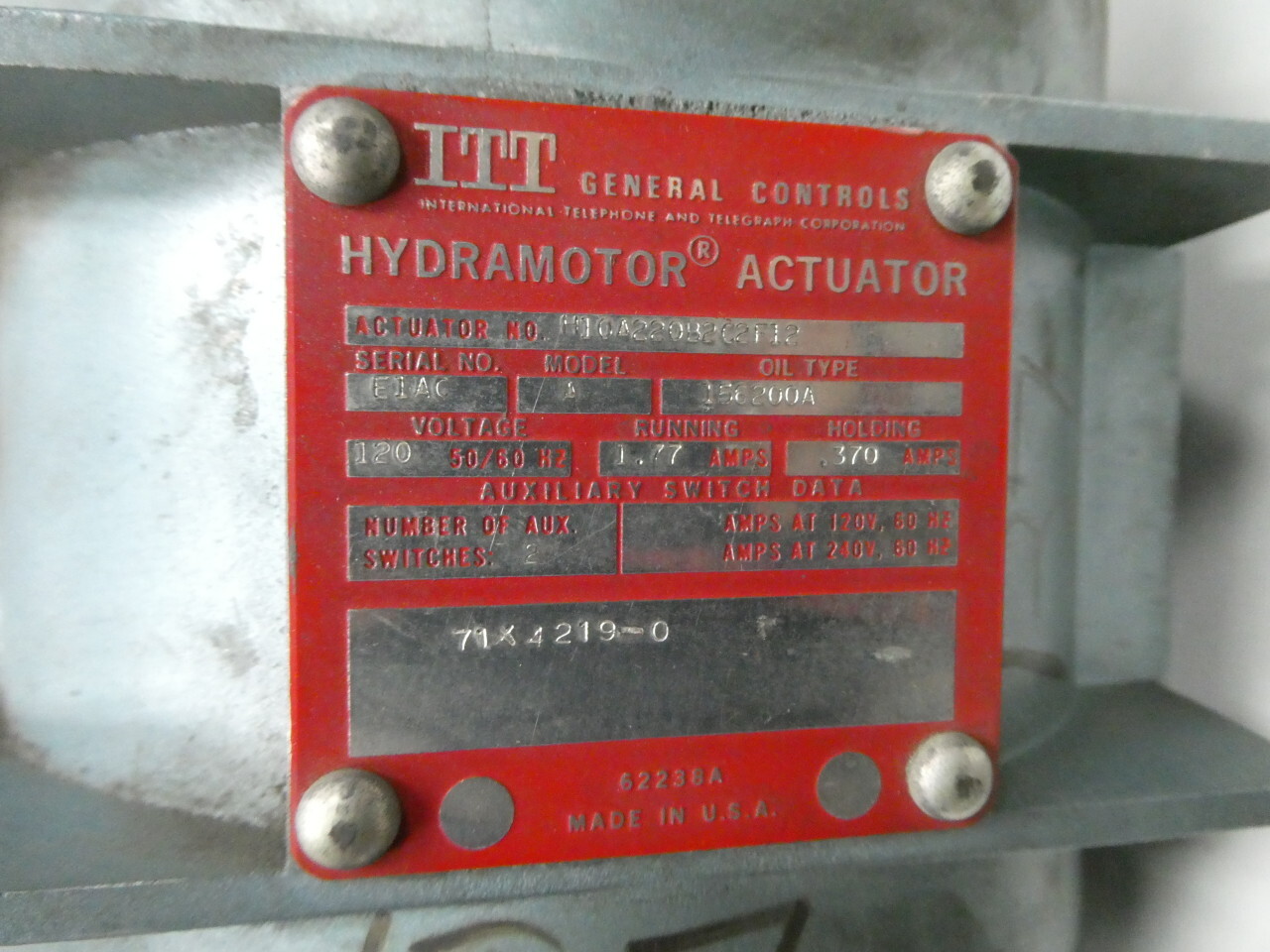 Hammel Dahl 71X42190 Electric Steel Flanged Globe Valve 3/4in