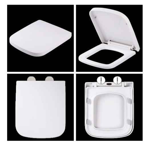 Luxury Square Toilet Seat Heavy Duty White Soft Close Top Quick Release