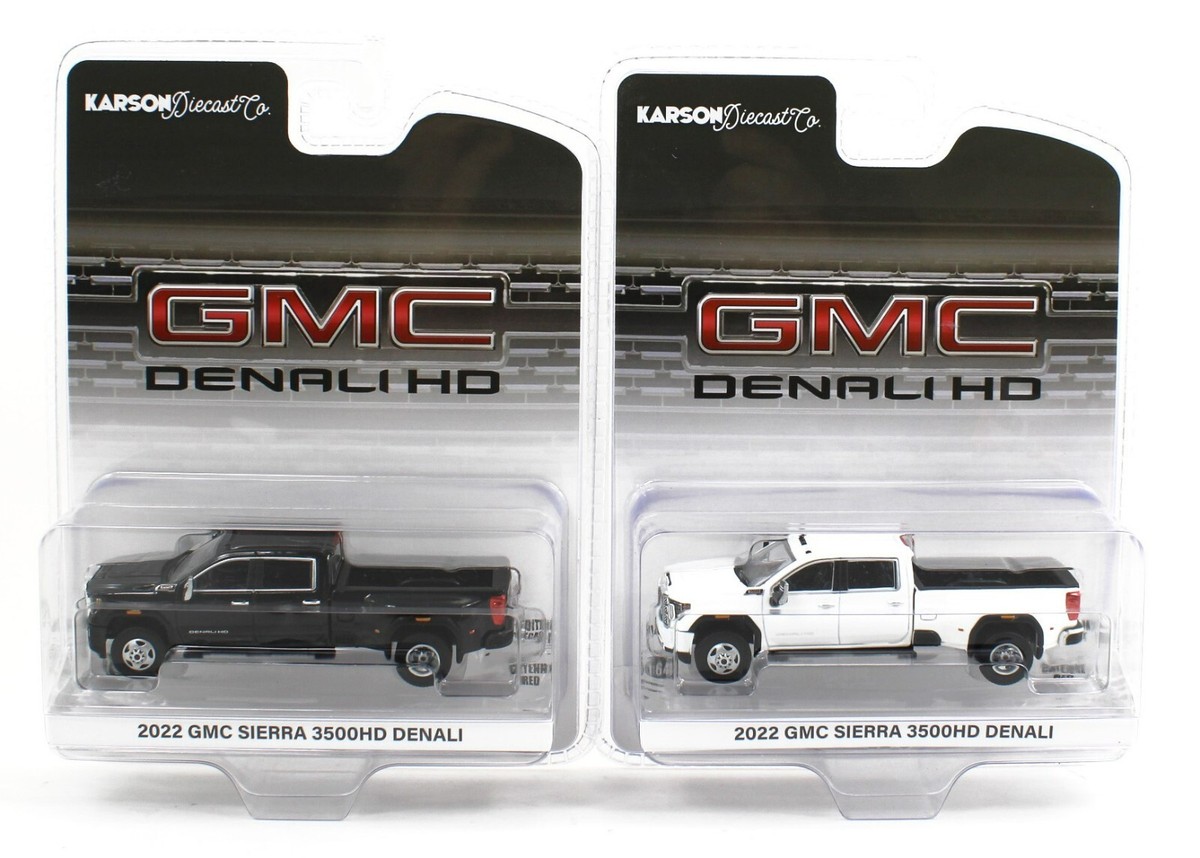 1:64 GreenLight *PAIR* Black & White 2022 GMC Sierra 3500HD