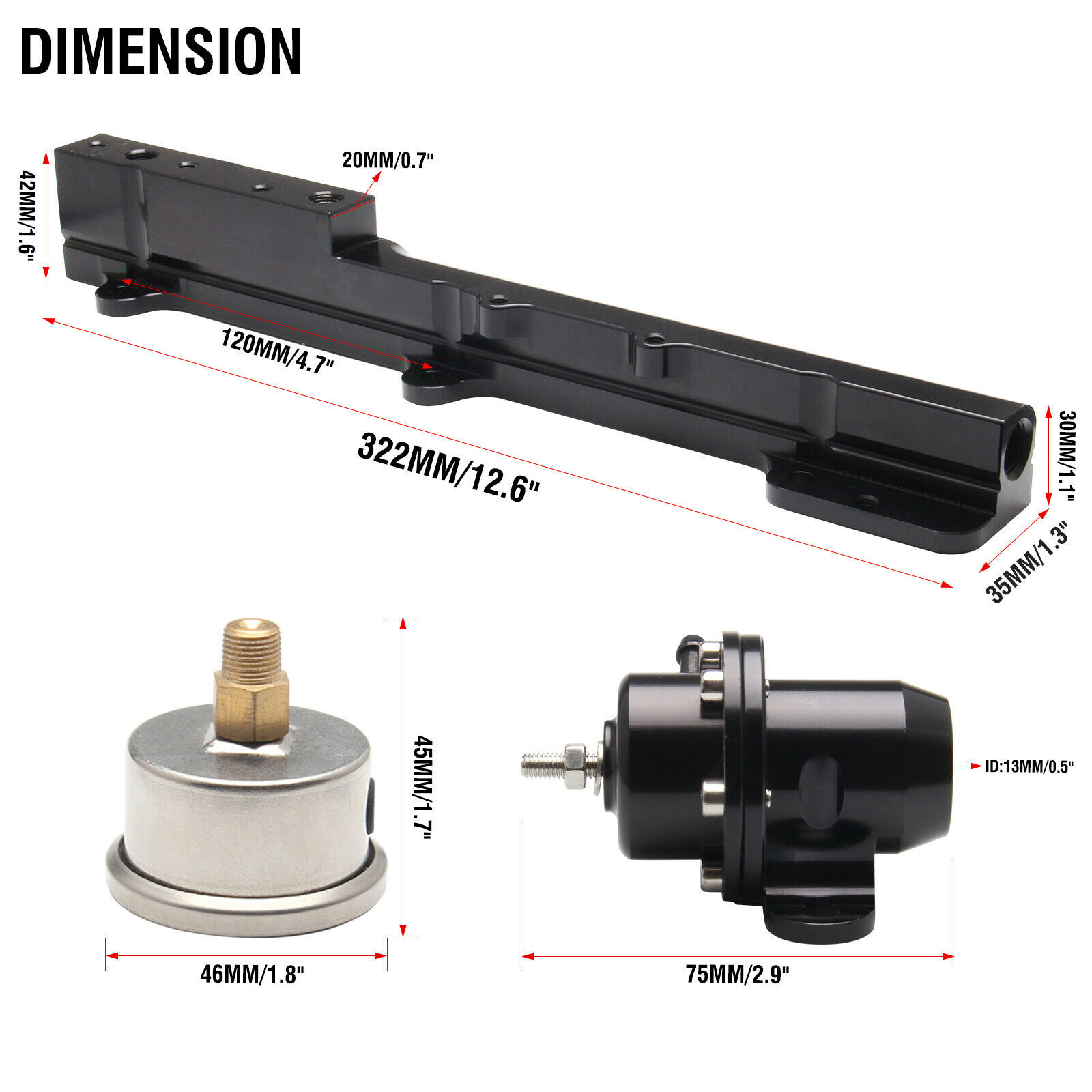 Fuel Pressure Regulator Gauge Rail Line B16 B18 B20 Si LS GSR B-Series ...