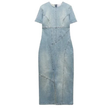 Abito donna Zara denim midi jeans taglia S blu manica corta spacco 7227/082 nuovo senza etichette