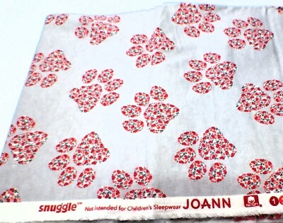Snuggle Joann Flannel Red Paw Prints - 1 Yard - D-300-Y - Image 1 of 4
