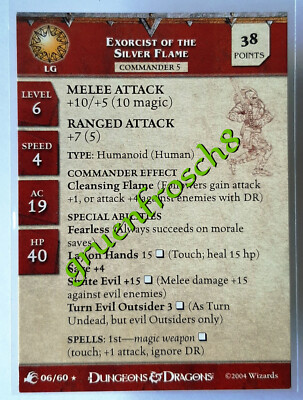  EXORCIST OF THE SILVER FLAME  06 RARE  ABERRATIONS 2004  D&D MINIS STATS CARD