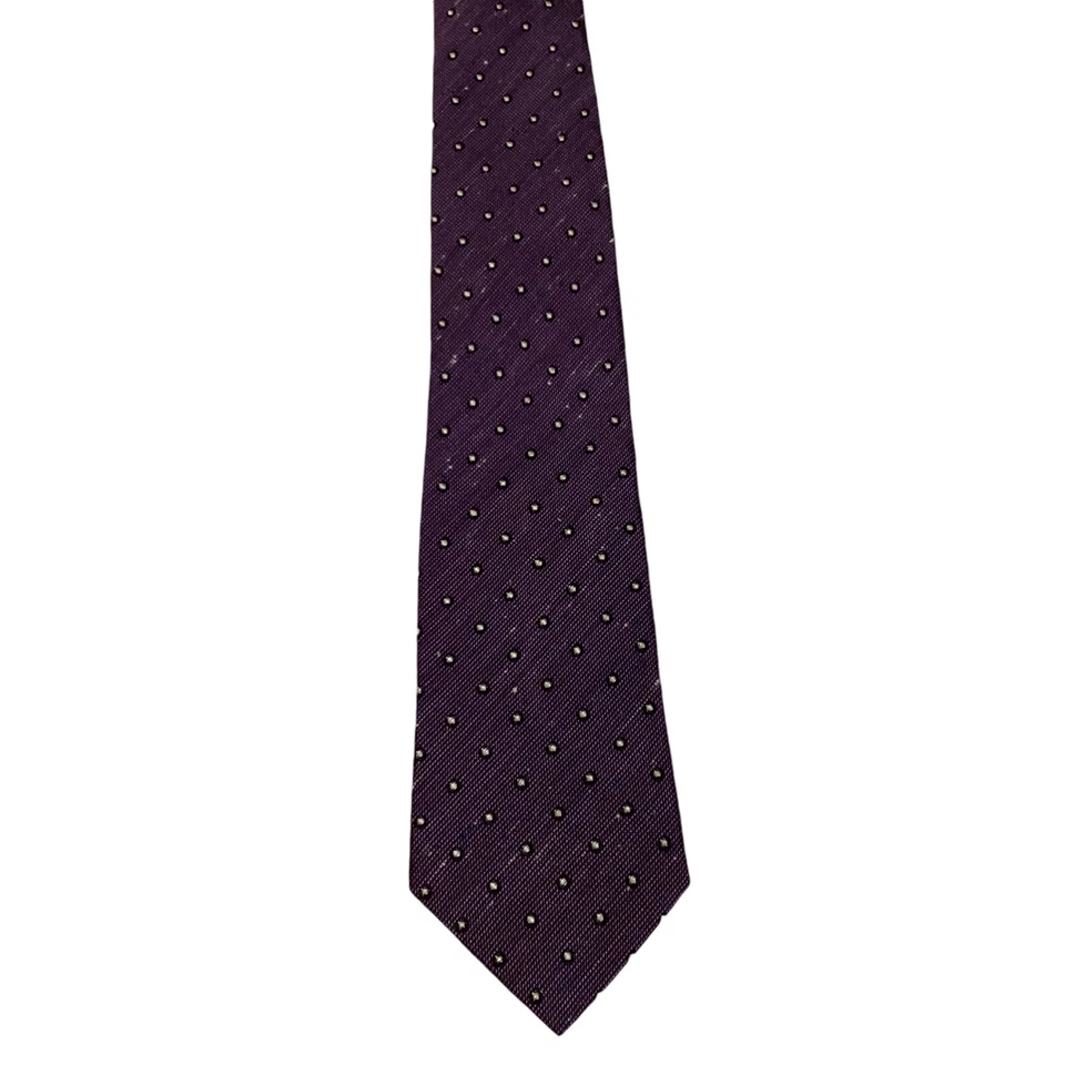 Corbata John Varvatos Mezcla Seda ITALIA Diseñador POLKA DOT Púrpura/Blanco/Negro Usada en Excelente Condición Foto 2 de 3