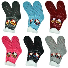 Womens Fuzzy Non-skid Sherpa Fleece Thermal Thick Striped Home Slipper Socks LOT