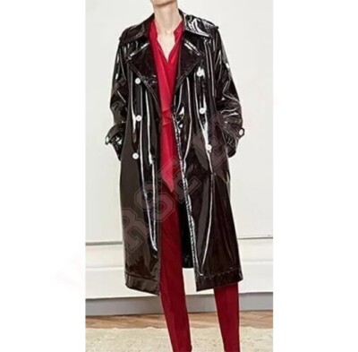 Patent Leather Trench Vinyl Shiny Light Weighted Raincoat Stylish