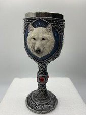 Premium White Wolf Wine Chalice Goblet w/Stainless Steel Inner Cup. Neat. Gothic