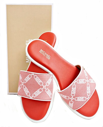 Michael Kors Zapatos Saylor Empire Logo Jacquard Sandalias Coral Talla 39 Nuevos - Imagen 2 de 17