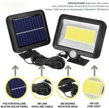 SUPER BRIGHT 100 LED COB SOLAR FLOOD WALL SPOTLIGHT SECURITY MOTION SENSOR LAMP