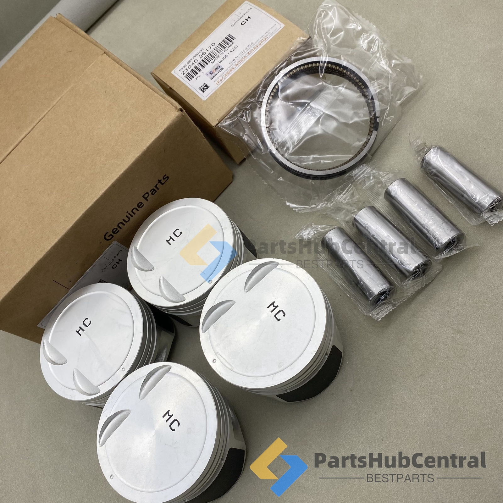 Genuine Engine Piston Set w/ Rings Fits 0611 Hyundai Accent Kia Rio 2341026501 eBay