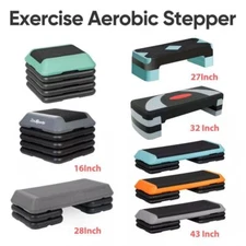 16"/28"/31"/43" Aerobic Step Platform Exercise Cardio Workout Trainer w/4 Risers