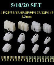 1-14 Polig 6,3mm Steckverbinder Stecker Buchse Set für KFZ Auto Motorrad Scooter