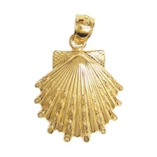 New 14k Yellow Gold Shell Pendant