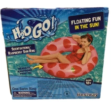 H20GO! SCENTSATIONAL RASPBERRY SWIM RING 41"X41"X10"