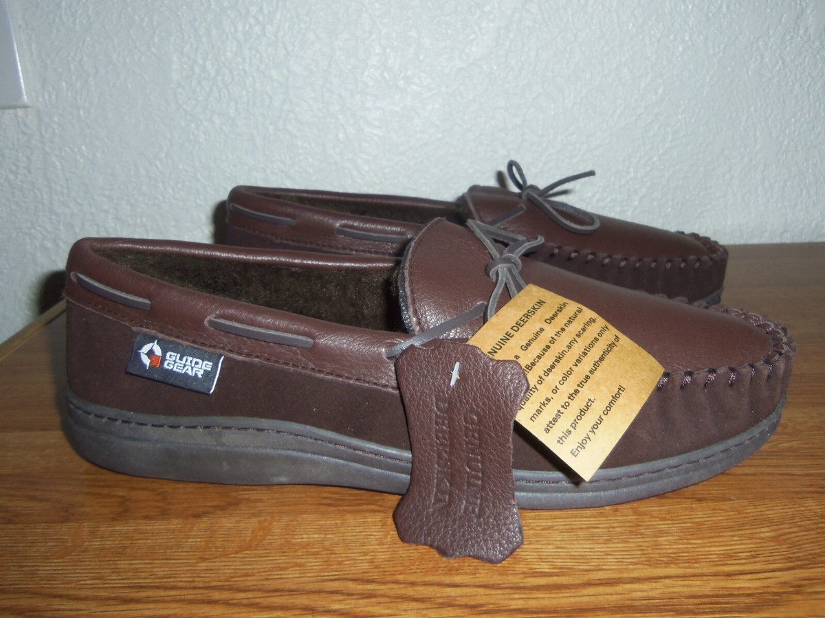 Guide Gear Deerskin Fur-Lined Leather Moccasin Slippers Big & Tall Size 15 NWT Guide Gear Deerskin Fur-Lined Leather Moccasin Shoes for Men  main image 3