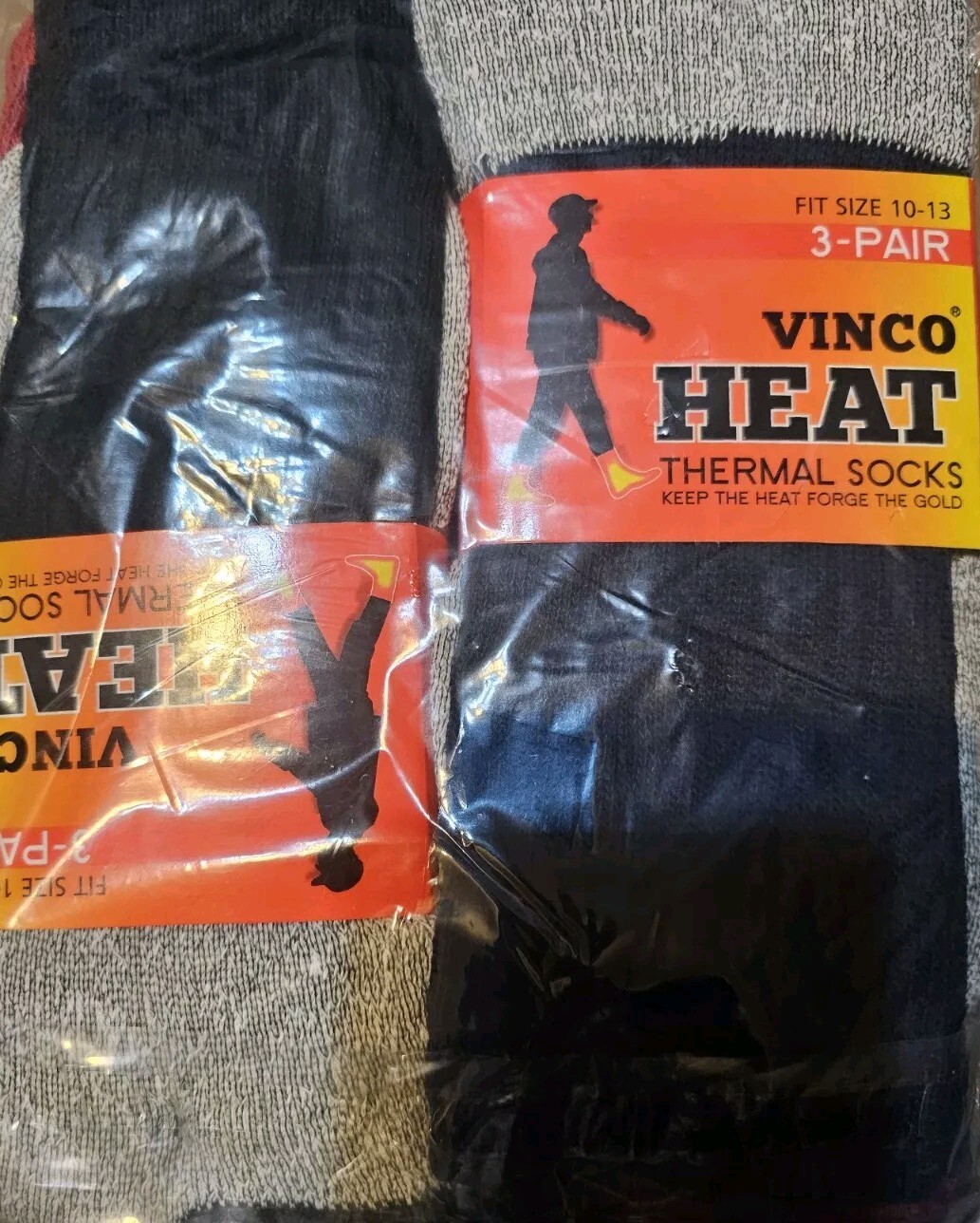 New Men'S Heavy Duty Thermal Boot Socks 3 Pk size 10-15 Colors Black,Red & Gray