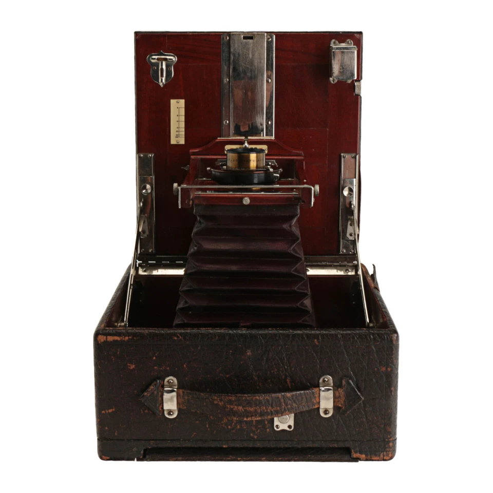 Conley 5x7 Film Large Format View Camera with Red Bellows and 4 Plate Holders - Image 3 of 4