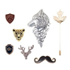 Metal Badge Golden Brooch Lapel Pin for Men Combo Pack of 7