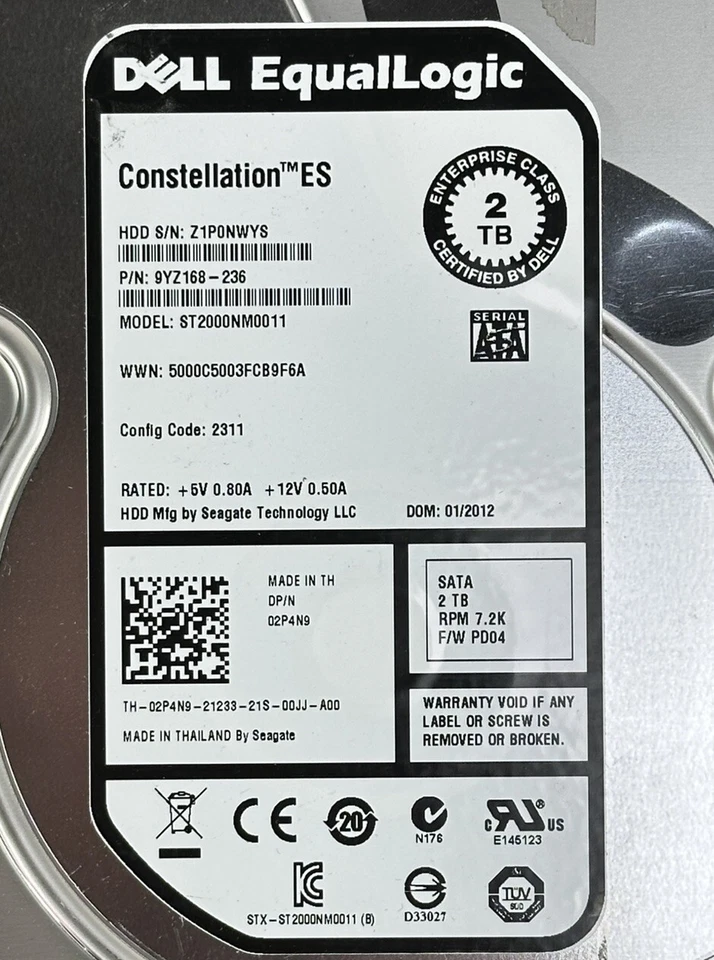 Dell EqualLogic PS6510e PS6510X PS6500 2TB 7.2K 3.5 HDD LFF Drive Seagate - Image 3 of 4